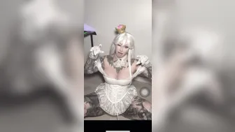 Ravengriim, White Haired Vampire Slut Teasing In Corset Lingerie Until She Spills Out
