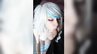Little_Emo_Kitten, Fucking In Blue Striped Lingerie Until She Soaks The Stripes
