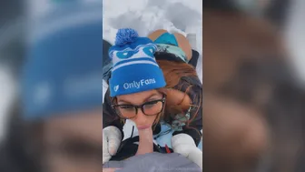 Snugglbugg, Sucking Cock In Glasses In The Snow Until Her Face Is Frozen And Covered