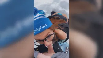 Snugglbugg, Sucking Cock In Glasses In The Snow Until Her Face Is Frozen And Covered