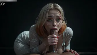 Blonde Glasses Big-Tit Therapist Slut Takes Raw BBC Anal Creampie