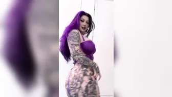 Ravengriim, Thick Goth Girl Teasing In Purple Lingerie Until She Spills Out Of It