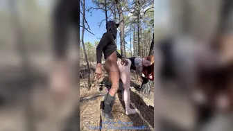 Pawg_Redhead, Doggy Fucking A Black Bull In The Woods Until He Fills Her Outside