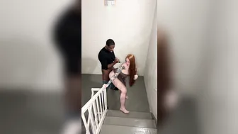 Pawg_Redhead, Pawg Whore Getting Fucked Doggy In A Public Stairwell Until They Almost Get Caught