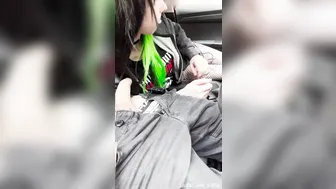 Little_Emo_Kitten, Emo Goth Girl Sucking Cock In The Moving Car Until The Windows Steam