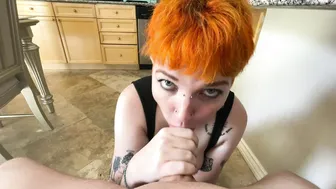 Kenzy Kaye, Sucking Bwc For A Facial In The Kitchen Until Her Face Is Covered