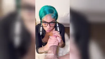 Kyrichess, Ebony Chick With Blue Hair Sucking Cock Until She Drools Down It