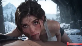 Brunette Curvy Lara Croft Slut Bred Rough in a Frozen Cave