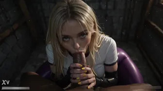 Blonde Big-Tit Latex Guard Slut Tries BBC in the Dungeon