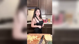 Halococo, Asian Babe Cooking Dinner In An Apron Until The Apron Is The Only Thing Left