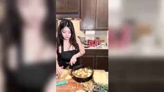 Halococo, Asian Babe Cooking Dinner In An Apron Until The Apron Is The Only Thing Left