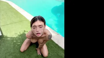 Amira Brie, Blowjob And Facial By The Pool Until Her Face Is Covered In The Sun
