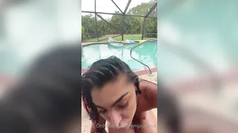 Emjayplays, Wet Fucking And Facial By The Pool Until Her Face Is Covered In The Sun