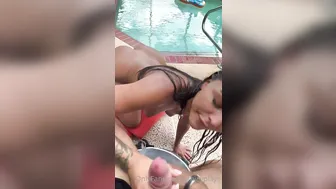 Emjayplays, Wet Fucking And Facial By The Pool Until Her Face Is Covered In The Sun