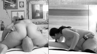 Mature Black Wife with Large Breasts Watching Porn