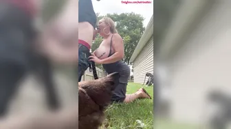 Katrina Thicc, Milf Mama Fucking In The Backyard Until He Fills Her Outside