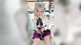 Pockycats, Cute Blonde Cat Girl Sucking A Dildo Until She Drools Down It
