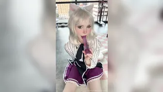 Pockycats, Cute Blonde Cat Girl Sucking A Dildo Until She Drools Down It
