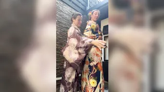 Stephinspace, Two Hot Chicks Stripping Out Of Kimonos Until The Silk Drops