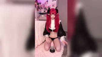 Pockycats, Cute Devil Girl Grinding On A Dildo Until She Creams On The Horns
