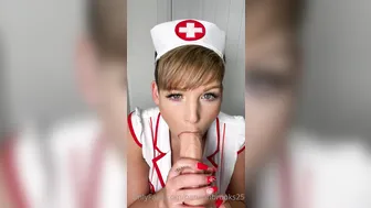 Hannah Brooks, Hot Nurse Suck Jerking A Huge Dildo Until She Drools Down It