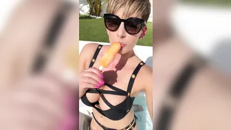 Hannah Brooks, Popsicle Teasing In The Outdoor Jacuzzi Until It Melts On Her