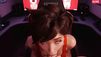Tracer Turns Her Gamer Livestream Into a Private Bedroom Show