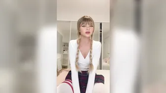 Milakittenx, Pigtail Adult Slut Rubbing Her Pussy In Short Skirt Until She Soaks It