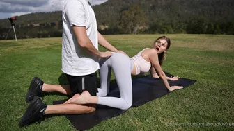 Milakittenx, Skinny Yoga Girls Getting Fucked Outdoors Until He Fills Her On The Mat