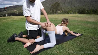 Milakittenx, Skinny Yoga Girls Getting Fucked Outdoors Until He Fills Her On The Mat