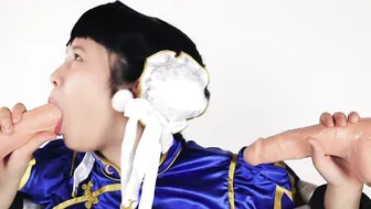 Virtual Geisha, Horny Chun Li Fucking Two Big White Dildo Until She’s Stuffed Both Ways