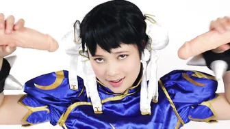 Virtual Geisha, Horny Chun Li Fucking Two Big White Dildo Until She’s Stuffed Both Ways