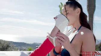 Sybil A, Lesbian Bikini Babes Dildo Fucking By The Pool Until The Water Splashes