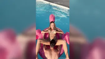 Poppyandzach, Fucking On The Pool Flamingo Float Until It Almost Tips