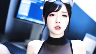 Asian Office Lady Blackmail On her knee Suckinng Her Boss -AI