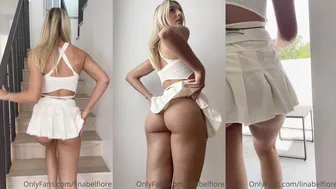 Lina Belfiore, Upskirt Tease on the Staircase