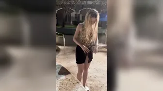 Lil Tay, Leopard Swimsuit Pool Tease