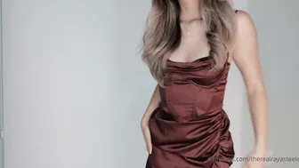 Aeries Steele, Brown Dress Dildo Handjob Solo Session