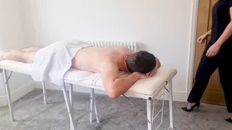 Kayleigh Davis, Client with Two MILF Masseuses in Wellness Spa