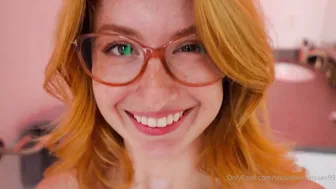 Strawberry Kisses, Redhead Glasses Teen in Laundry Room POV Oral Video