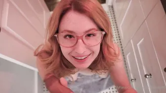 Strawberry Kisses, Redhead Glasses Teen in Laundry Room POV Oral Video