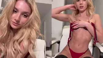 Lina Belfiore, Blonde Teen in Red Lingerie Ass-Slapping