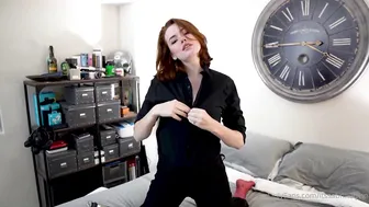 Sabrina Lynn, Striptease into Sexy Red Lingerie