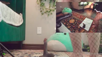 Bigtittygothegg, Riding Black Dildo in Fishnet Maid Cosplay