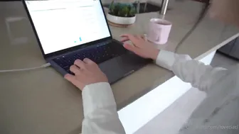 Loverlaci, Camilla Elle, Office Lesbian Lovers Sharing Dildo on Couch